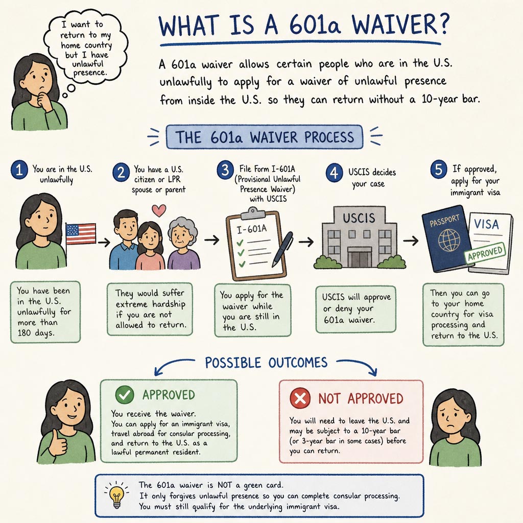 Understanding the I-601A Provisional Unlawful Presence Waiver (2026 Guide) – Lunel Law 5 Illustration explaining the concept of a 601a waiver